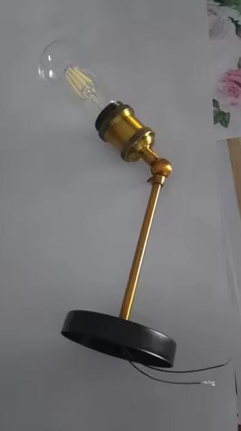 Industrial Adjustable Wall Sconce - Antique Brass & Matte Black Exposed Bulb Sconce