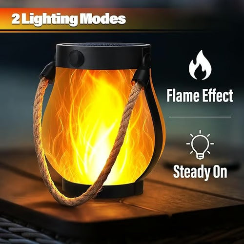 LumaFlare Dancing Flame Solar Lanterns - Weatherproof LED Fire Effect Outdoor Light