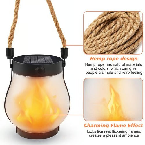LumaFlare Dancing Flame Solar Lanterns - Weatherproof LED Fire Effect Outdoor Light