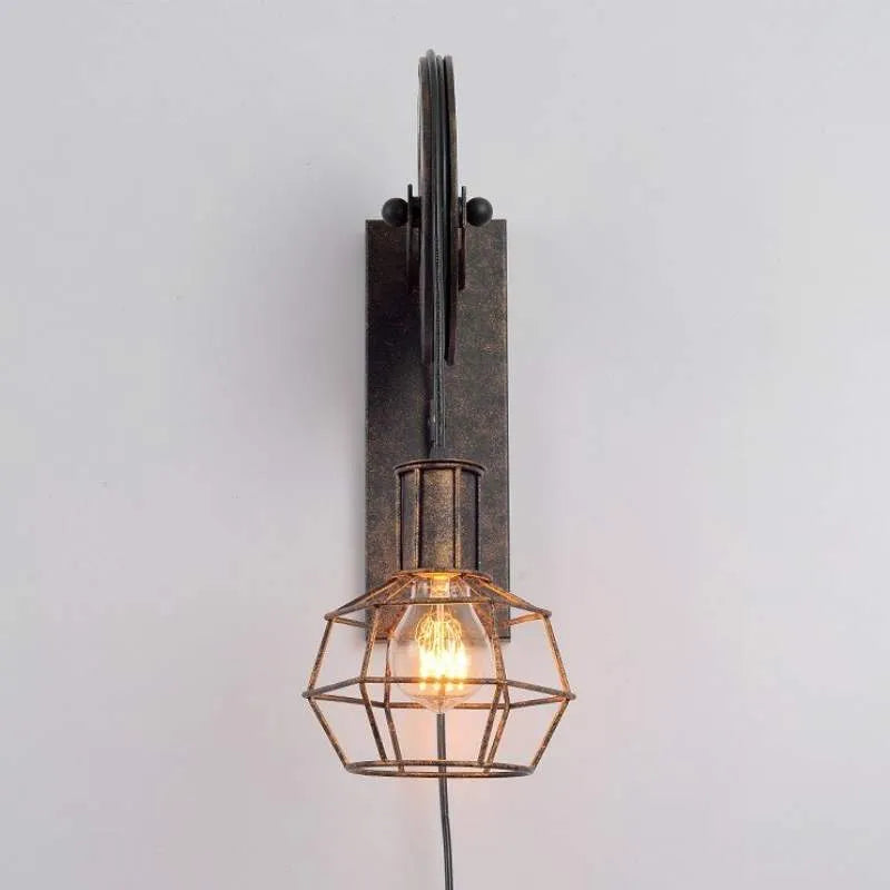 Steampunk Pulley Wall Light - Industrial Iron Pulley Wheel & Caged Edison Sconce