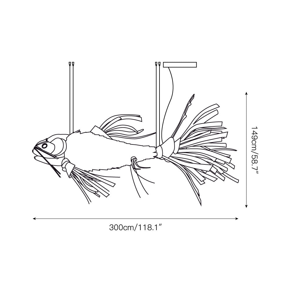 Koi Chandelier - Large Architectural Wood Koi Fish Chandelier | Symbolic Luxury Lighting