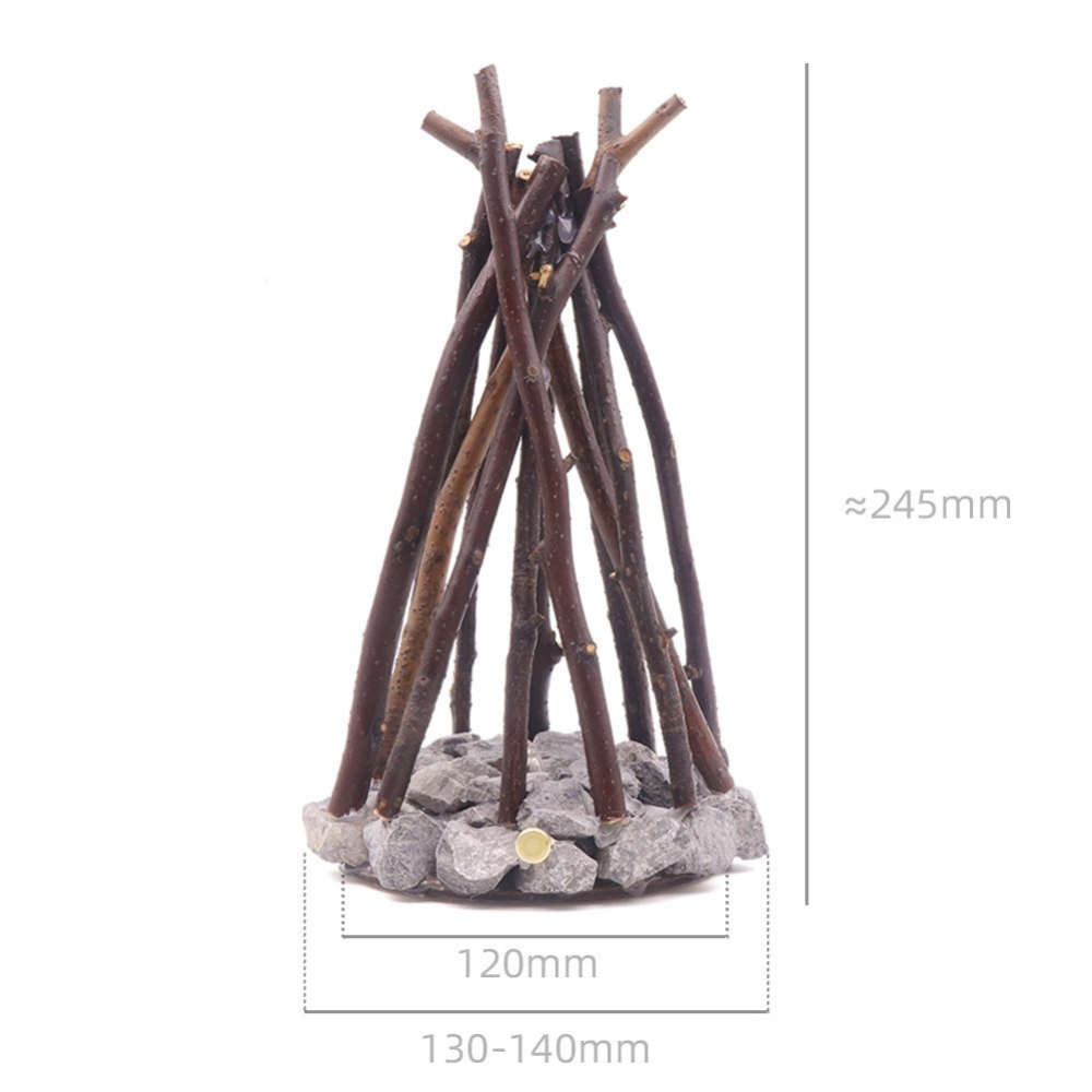 Handmade Stone & Branch Bonfire Ambient Lamp | Minimalist Warm LED Night Light