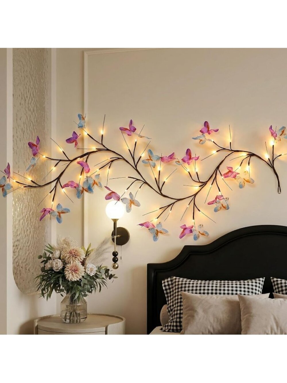 5.9FT 48LED Butterfly Vine Light – Flexible Branch Wall Decor