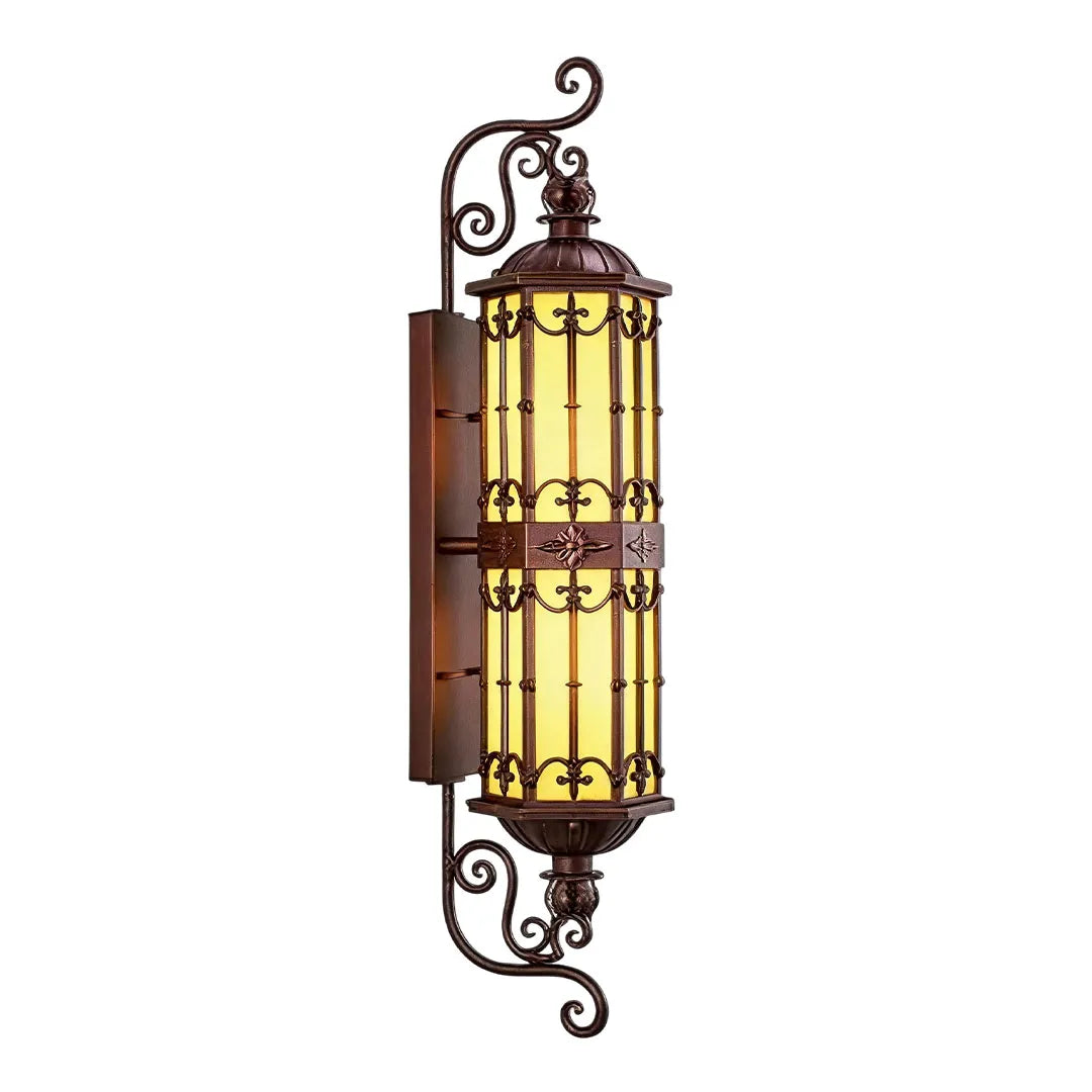 Vintage European Outdoor Wall Sconce – Antique Glass Lantern & Weatherproof Metal Fixture