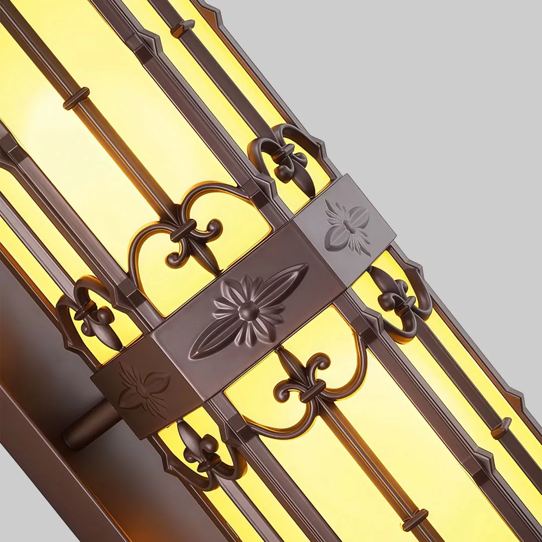 Vintage European Outdoor Wall Sconce – Antique Glass Lantern & Weatherproof Metal Fixture