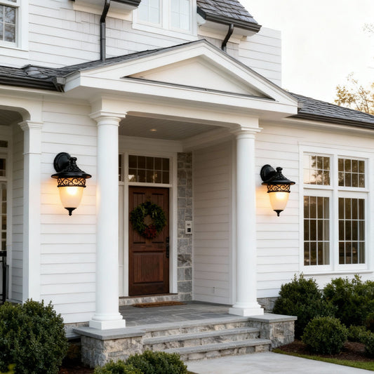 Vintage American Outdoor Wall Sconce – Coffee Aluminum & Clear Glass Waterproof Light