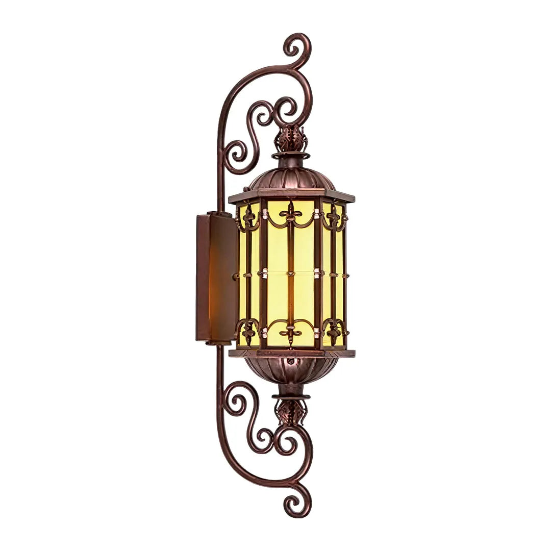 Vintage European Outdoor Wall Sconce – Antique Glass Lantern & Weatherproof Metal Fixture