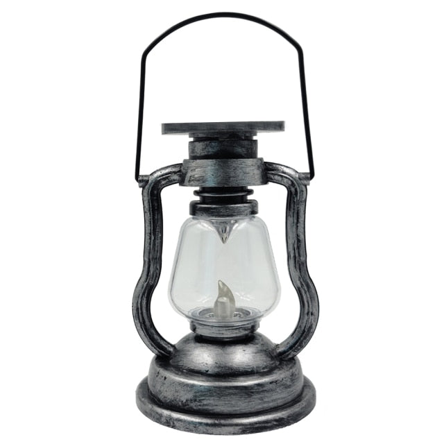 Outdoor Solar Steampunk Hurricane Lantern - Weatherproof Solar-Powered LED Portable Lantern