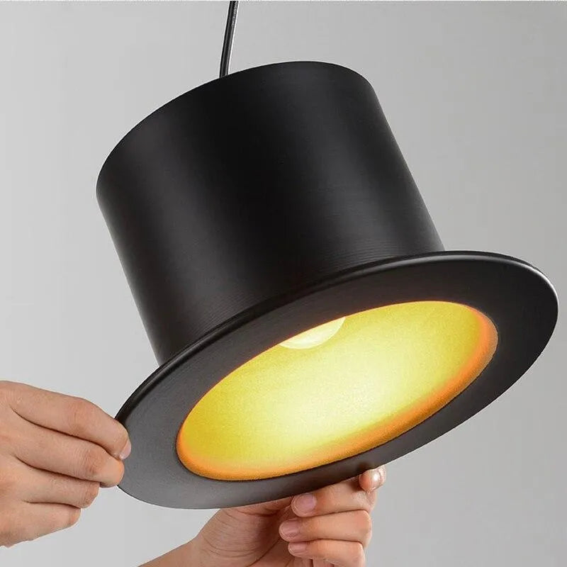 Bowler Hat Industrial Pendant Light - Matte Black & Reflective Gold Aluminum Edison Pendant