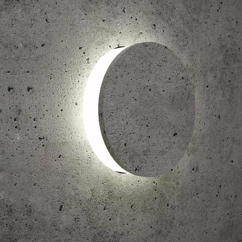 Round Concrete Exterior Wall Light | Luxury Modern Gray LED Sconce