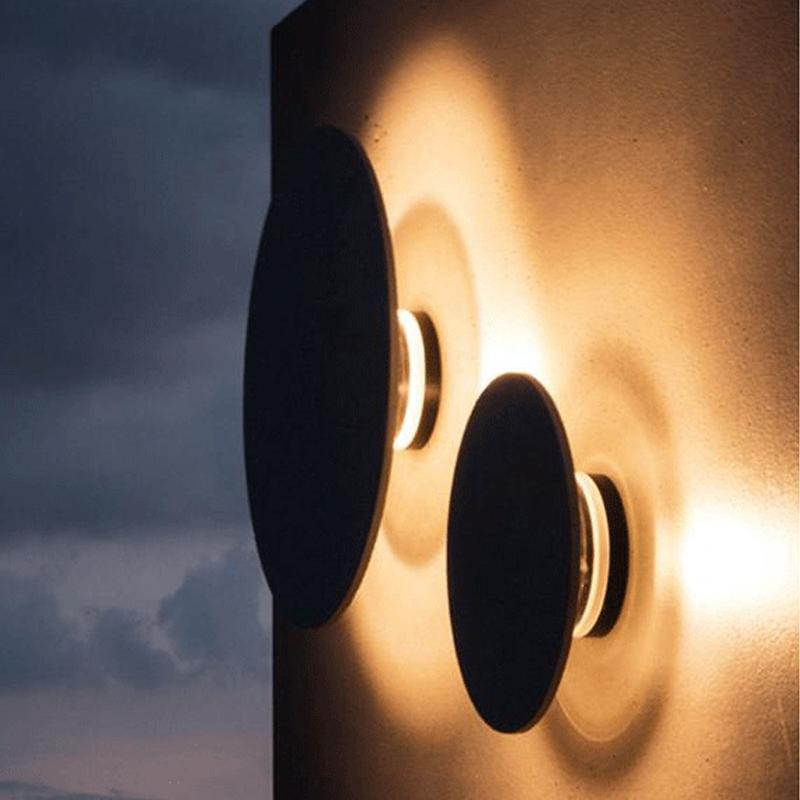Round Concrete Exterior Wall Light | Luxury Modern Gray LED Sconce