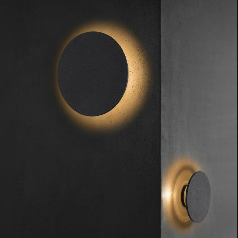 Round Concrete Exterior Wall Light | Luxury Modern Gray LED Sconce
