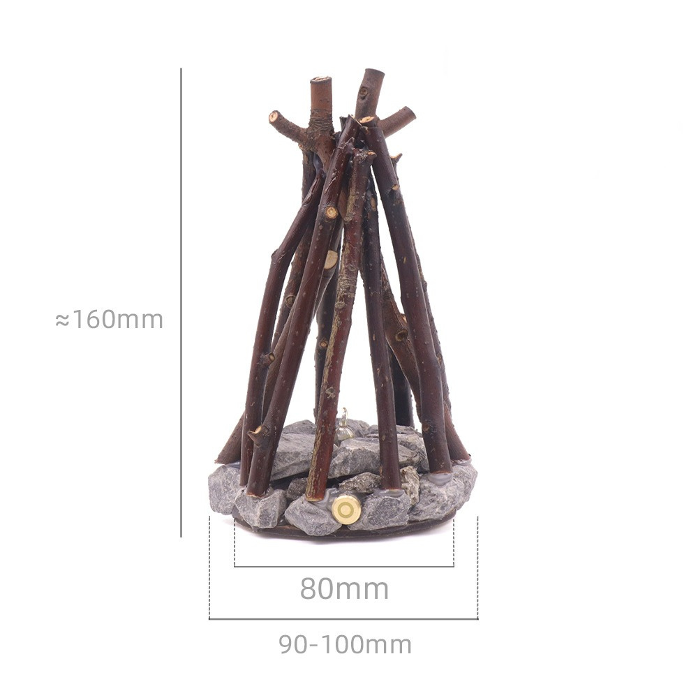Handmade Stone & Branch Bonfire Ambient Lamp | Minimalist Warm LED Night Light