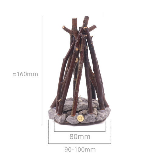 Handmade Stone & Branch Bonfire Ambient Lamp | Minimalist Warm LED Night Light