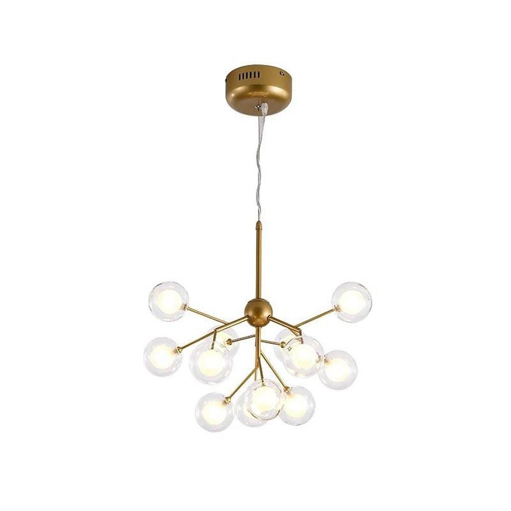 Sputnik Cluster Chandelier Light - Modern 12-Bulb Black & Gold Glass Globe Chandelier
