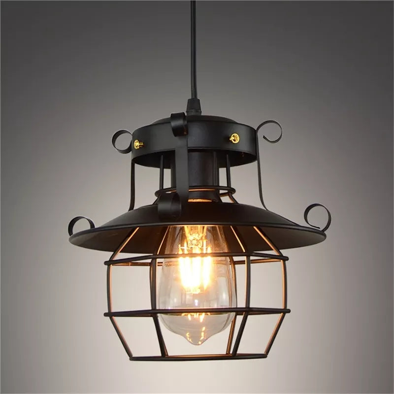 Oxford Steampunk Lamp – Wrought Iron Industrial Vintage Semi-Flush Ceiling Light