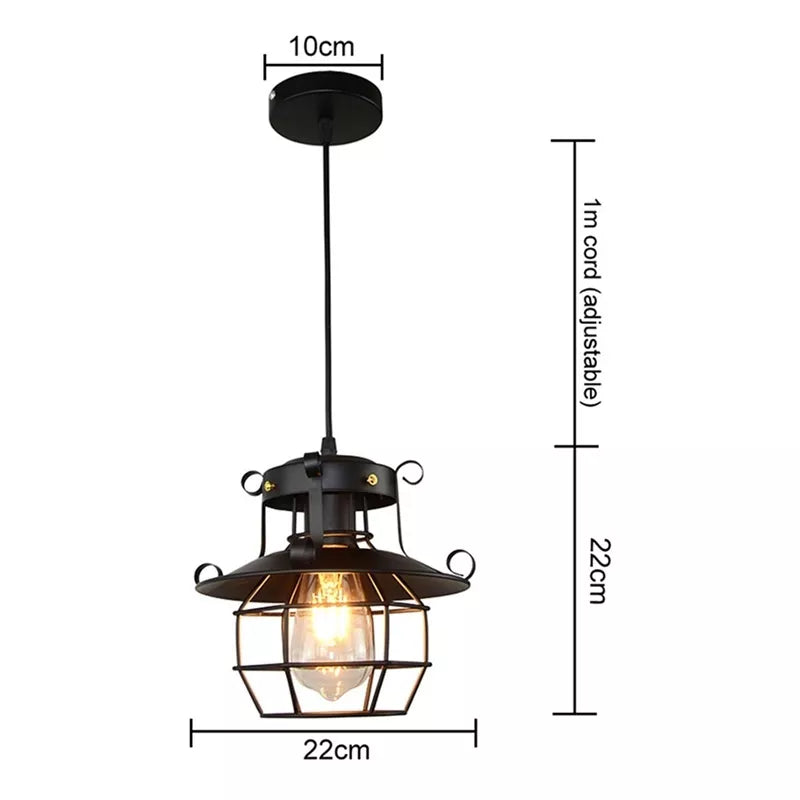 Oxford Steampunk Lamp – Wrought Iron Industrial Vintage Semi-Flush Ceiling Light