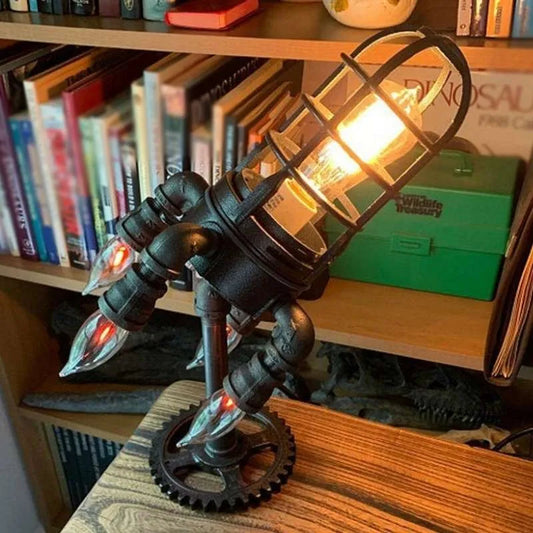 Rocket Lamp - Steampunk Industrial Rocket Desk Lamp & Sculptural Accent Light