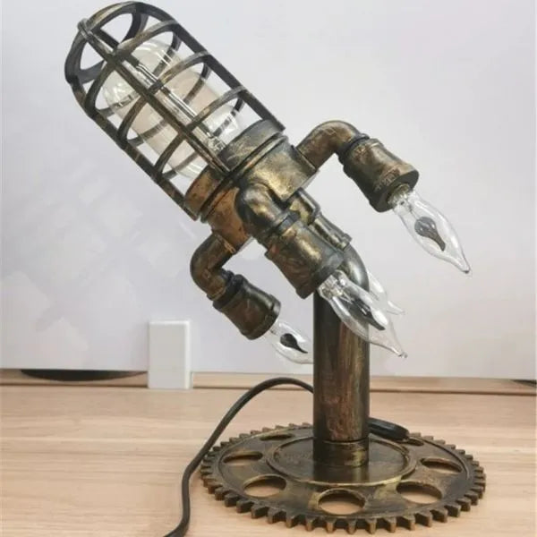 Rocket Lamp - Steampunk Industrial Rocket Desk Lamp & Sculptural Accent Light