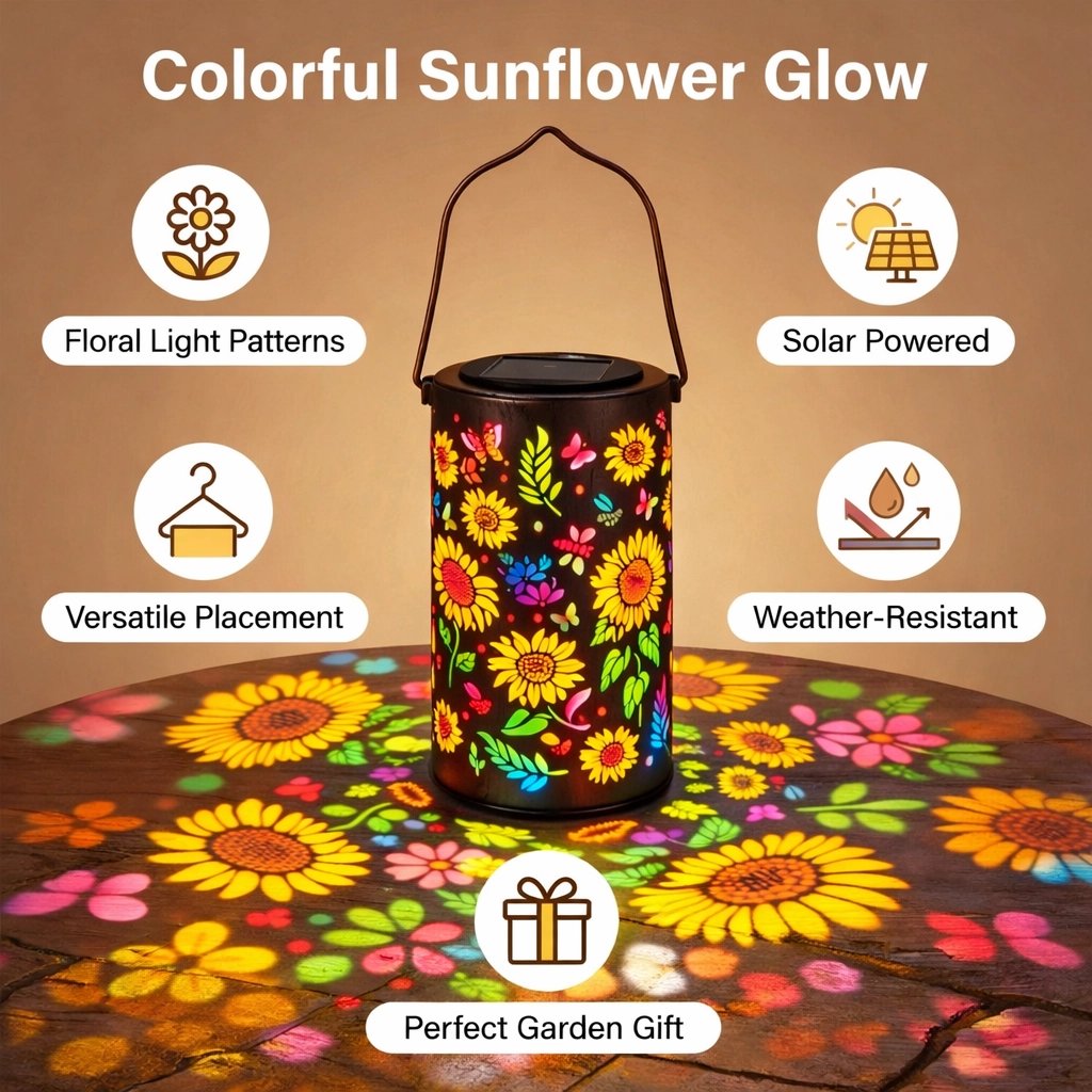 Sunflower Glow: Solar-Powered Garden Lantern
