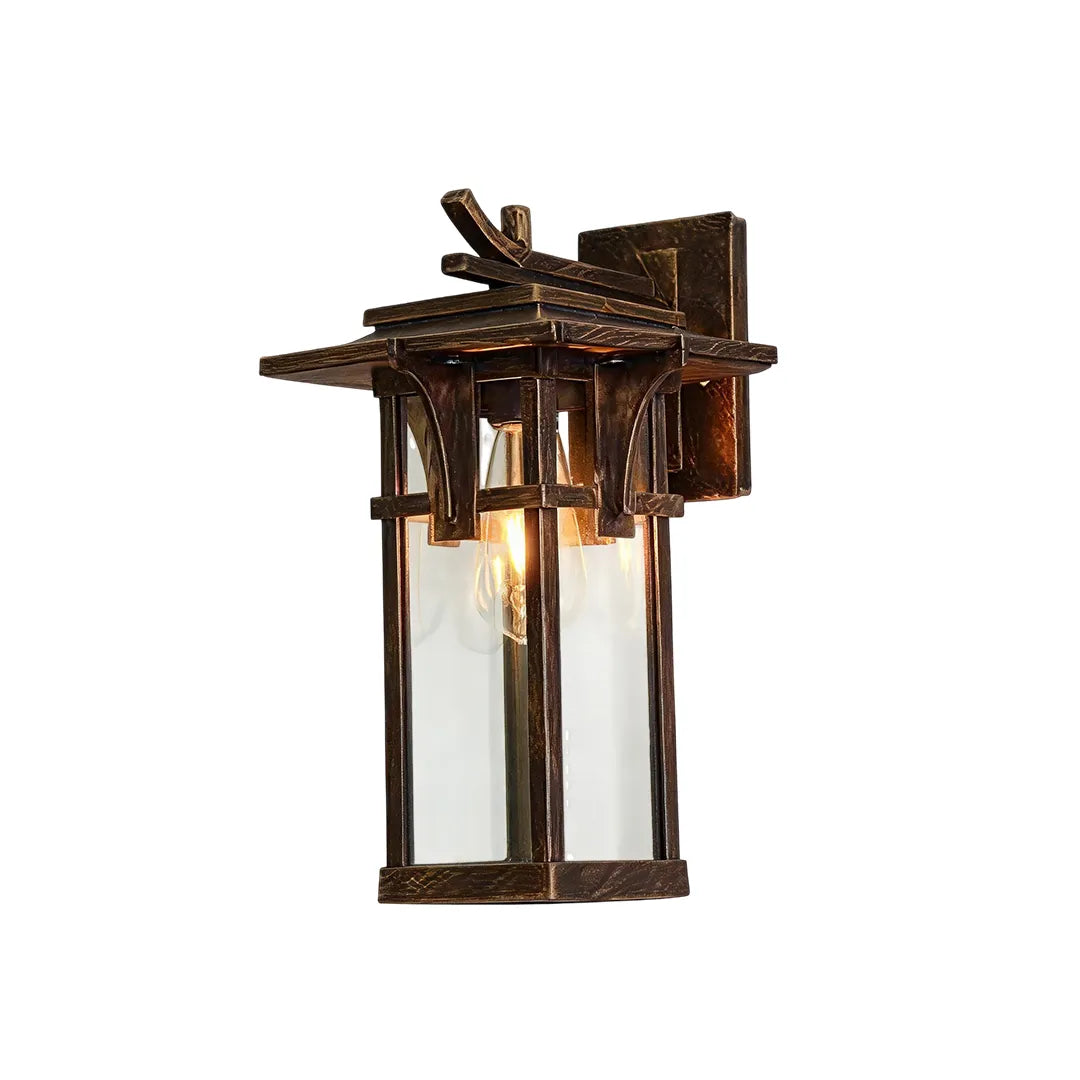 Vintage Rectangular Outdoor Wall Sconce – Architectural Aluminum & Glass Lantern Light