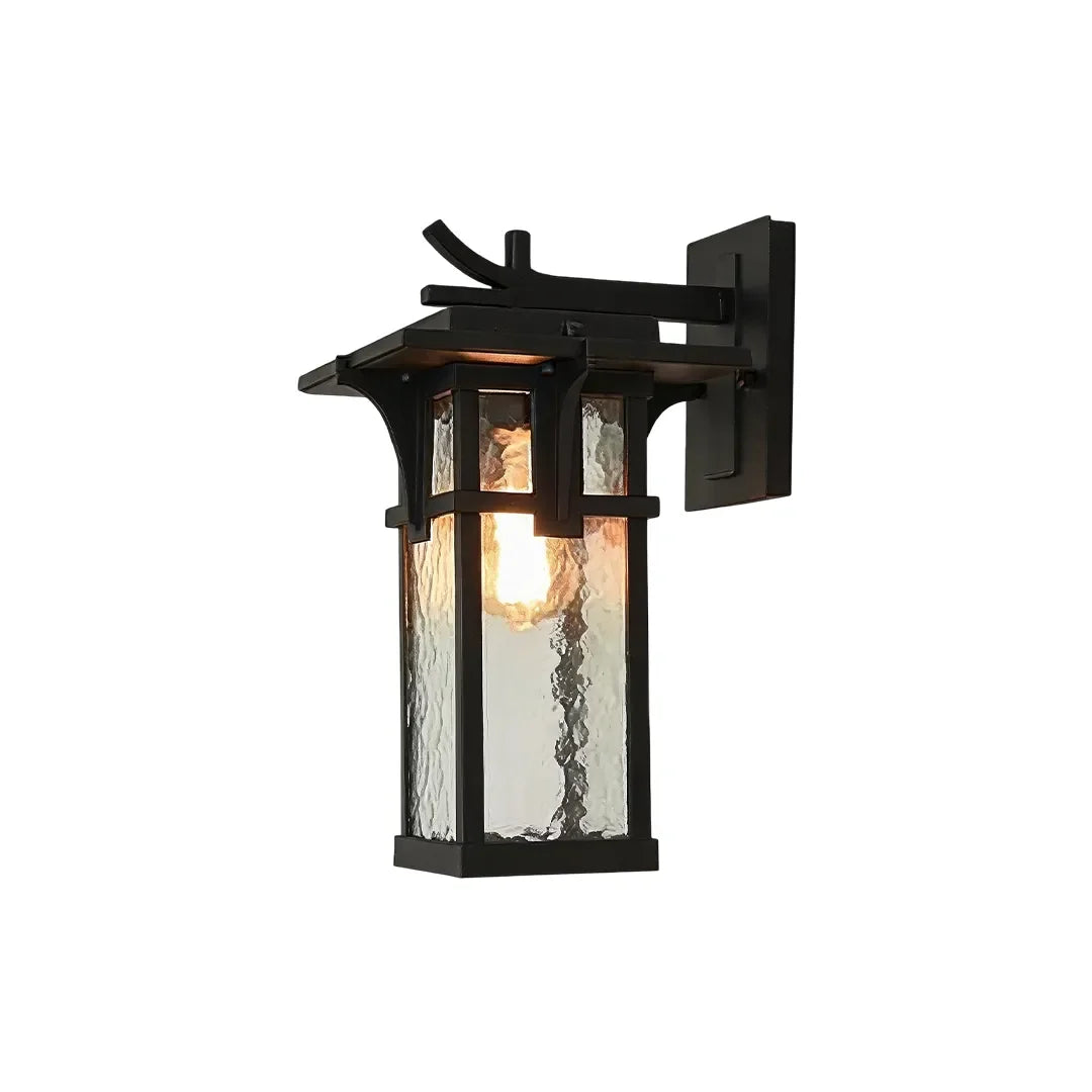 Vintage Rectangular Outdoor Wall Sconce – Architectural Aluminum & Glass Lantern Light