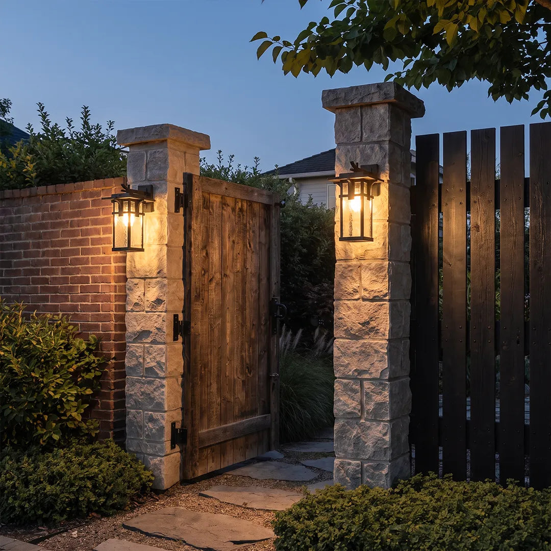 Vintage Rectangular Outdoor Wall Sconce – Architectural Aluminum & Glass Lantern Light