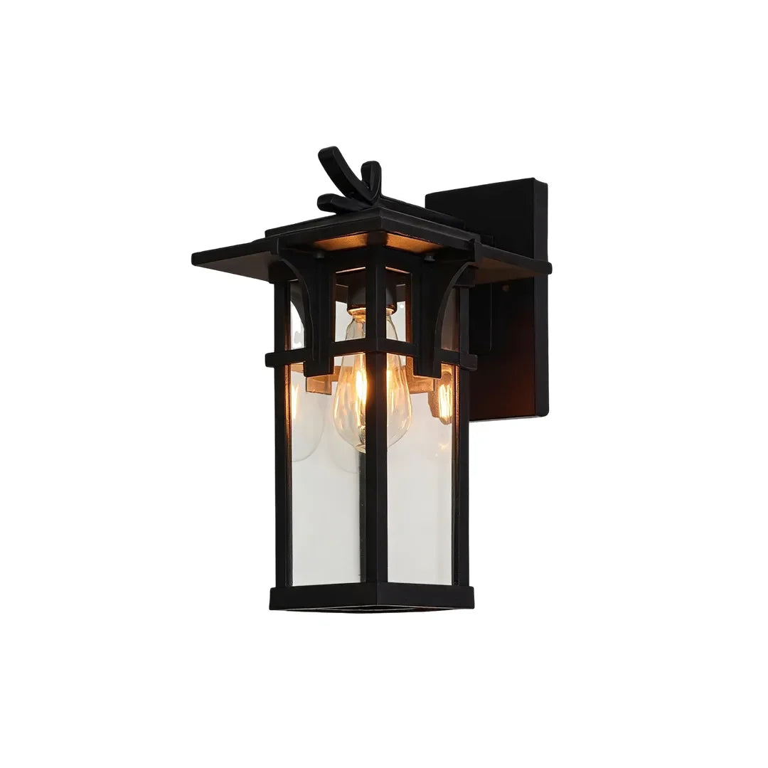 Vintage Rectangular Outdoor Wall Sconce – Architectural Aluminum & Glass Lantern Light