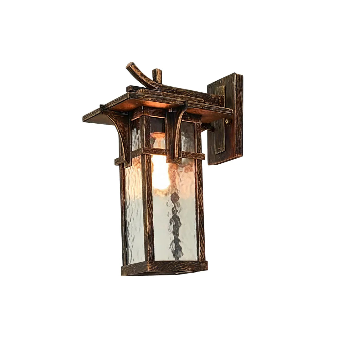 Vintage Rectangular Outdoor Wall Sconce – Architectural Aluminum & Glass Lantern Light
