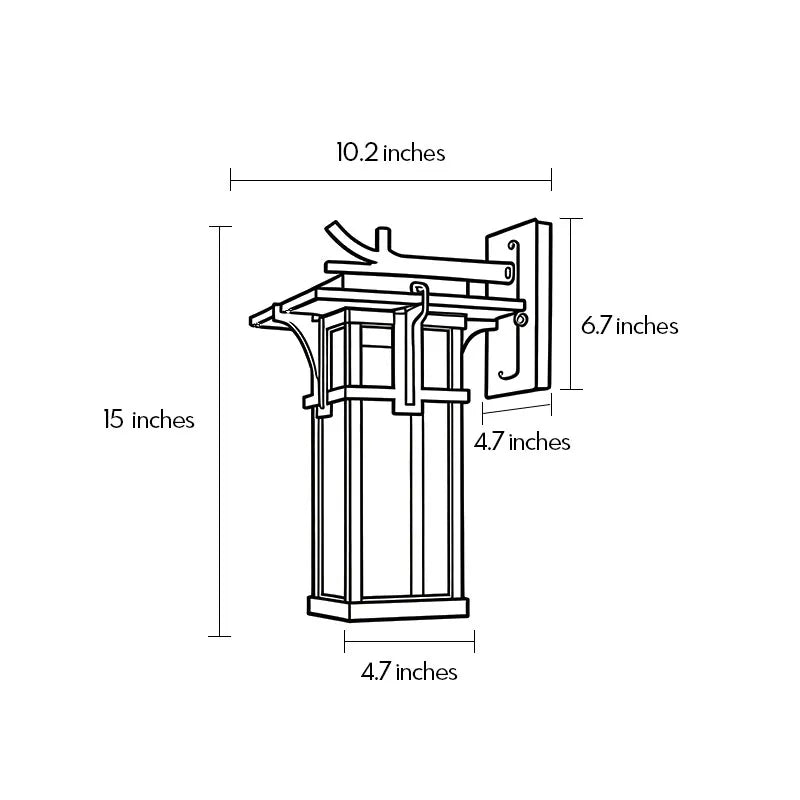 Vintage Rectangular Outdoor Wall Sconce – Architectural Aluminum & Glass Lantern Light