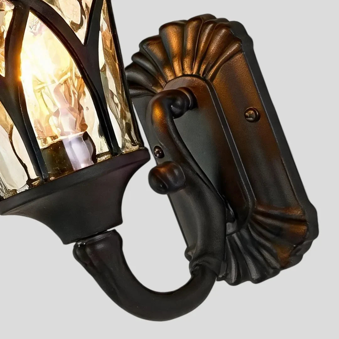 Vintage American Outdoor Wall Sconce – Aluminum Lantern & Clear Glass Exterior Light