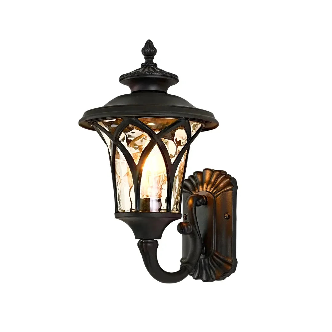 Vintage American Outdoor Wall Sconce – Aluminum Lantern & Clear Glass Exterior Light