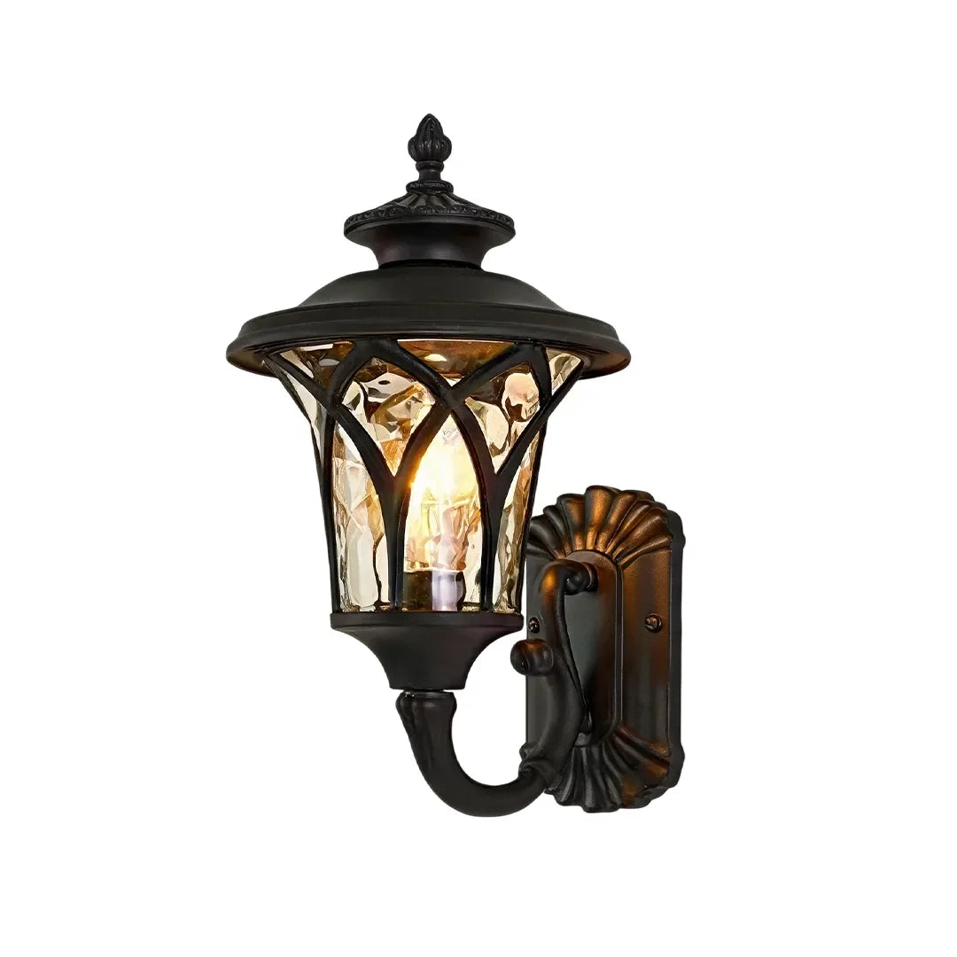 Vintage American Outdoor Wall Sconce – Aluminum Lantern & Clear Glass Exterior Light