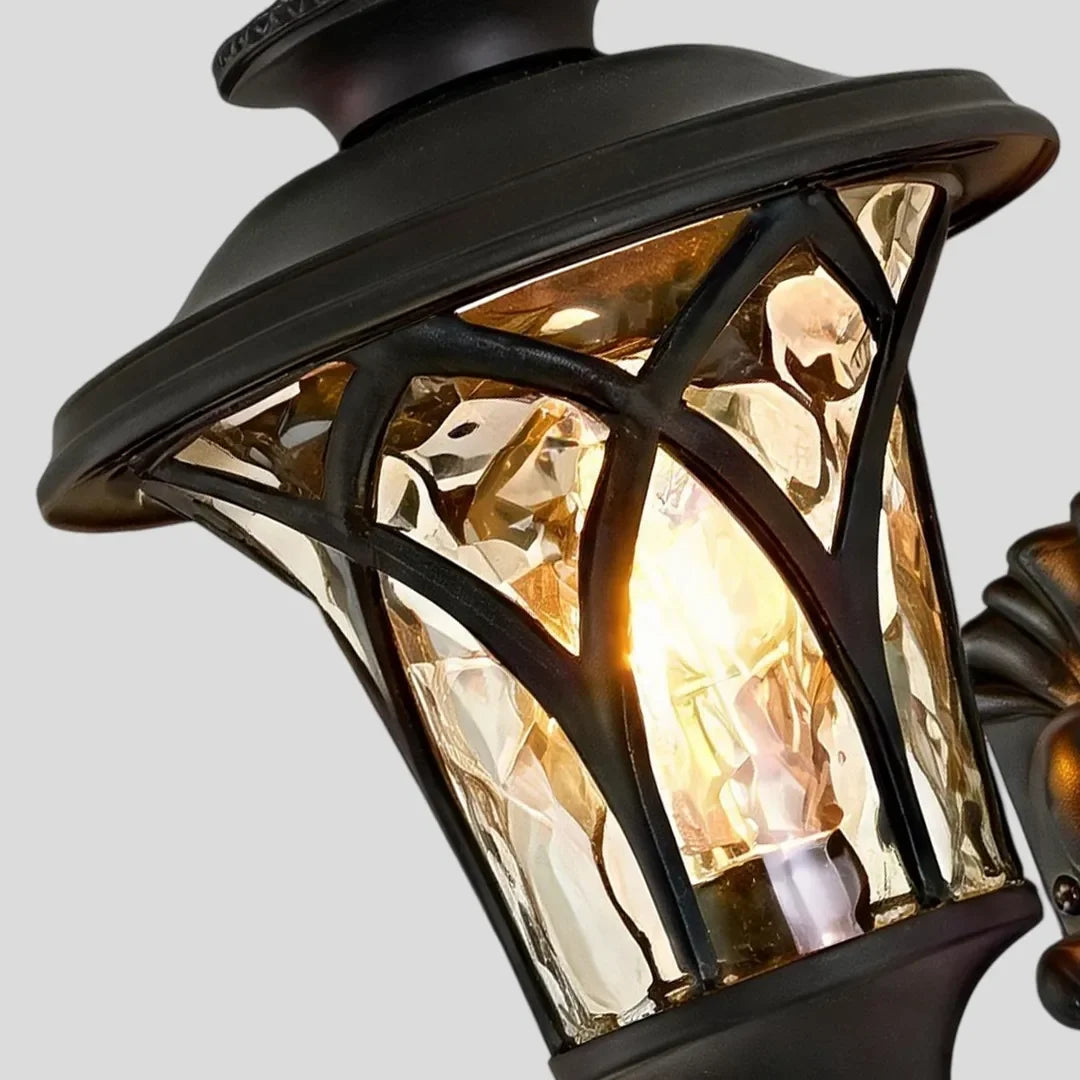 Vintage American Outdoor Wall Sconce – Aluminum Lantern & Clear Glass Exterior Light